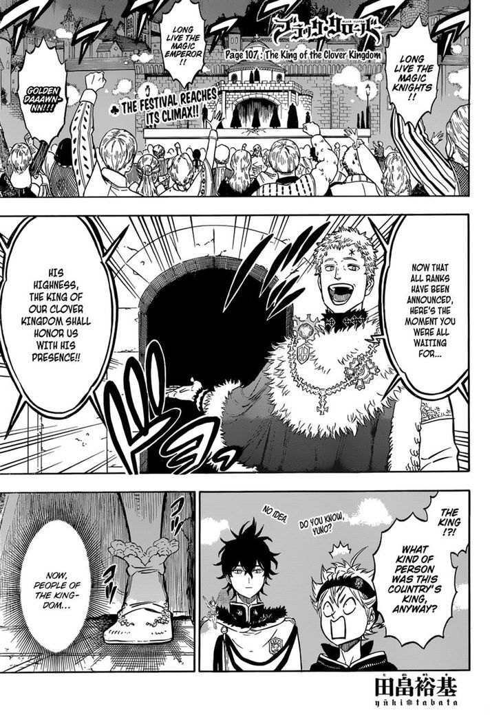 Black Clover Manga Chapter 107 page 1 - The King of the Clover Kingdom