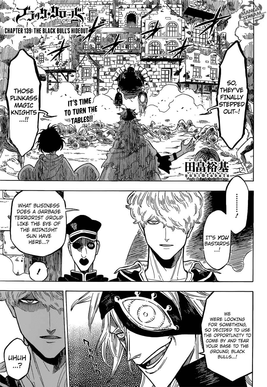 Black Clover Manga Chapter 139 page 1 - The Black Bulls' Hideout