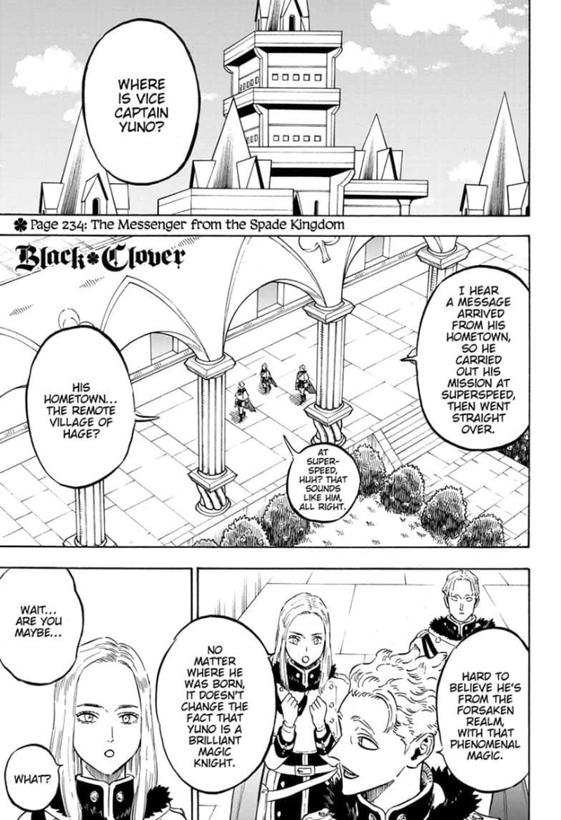 Black Clover Manga Chapter 234 page 1 - The Messenger from the Spade Kingdom